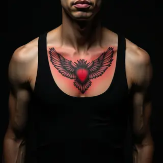 Hidden Chest Tattoos: Abstract Red Designs for Discretion