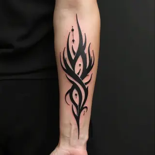 Dynamic Abstract Tribal Forearm Tattoo