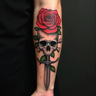 Classic American Traditional Sleeve Tattoo Design