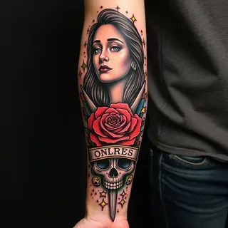 Classic American Traditional Sleeve Tattoo