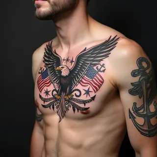 Patriotic American Traditional Chest Piece