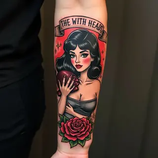 Classic American Traditional 'Girl With Head' Tattoo