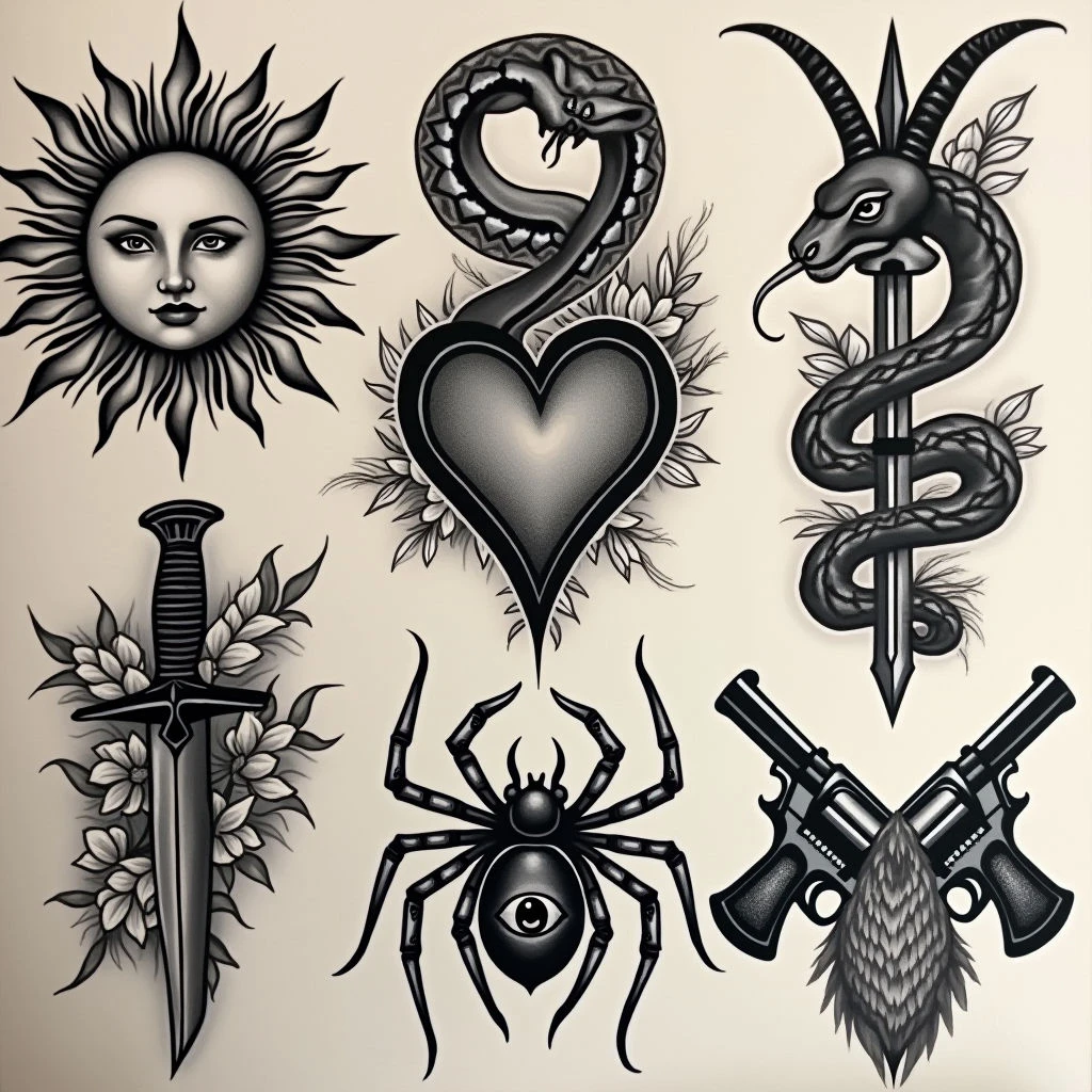 American Traditional Tattoo Flash Sheet