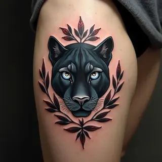 American Traditional Panther Head Tattoo