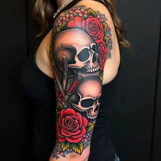 Classic American Traditional Sleeve Tattoo