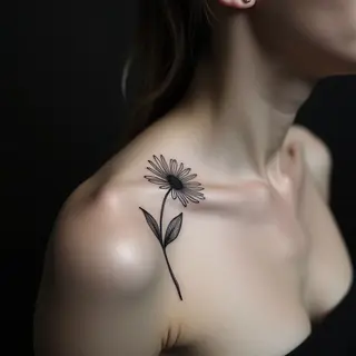 Simple Flower Tattoos for Women on the Collarbone
