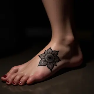Metallic Mandala Foot Tattoos: An Americana Twist