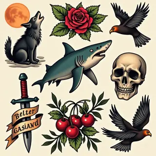 Classic American Traditional Tattoo Flash Sheet
