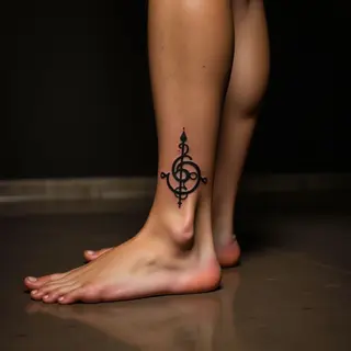 XL Yellow Calligraphy Ankle Tattoos for Men