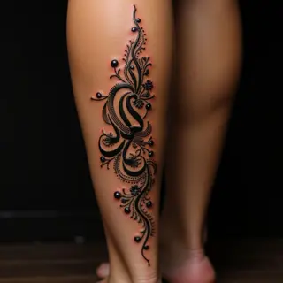 Cute Abstract Henna Arm Tattoos: Copper Leg Inspiration