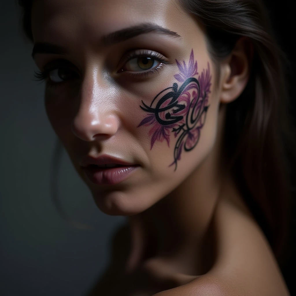 Delicate Violet Henna Hand Tattoos: Arabic Calligraphy Linework