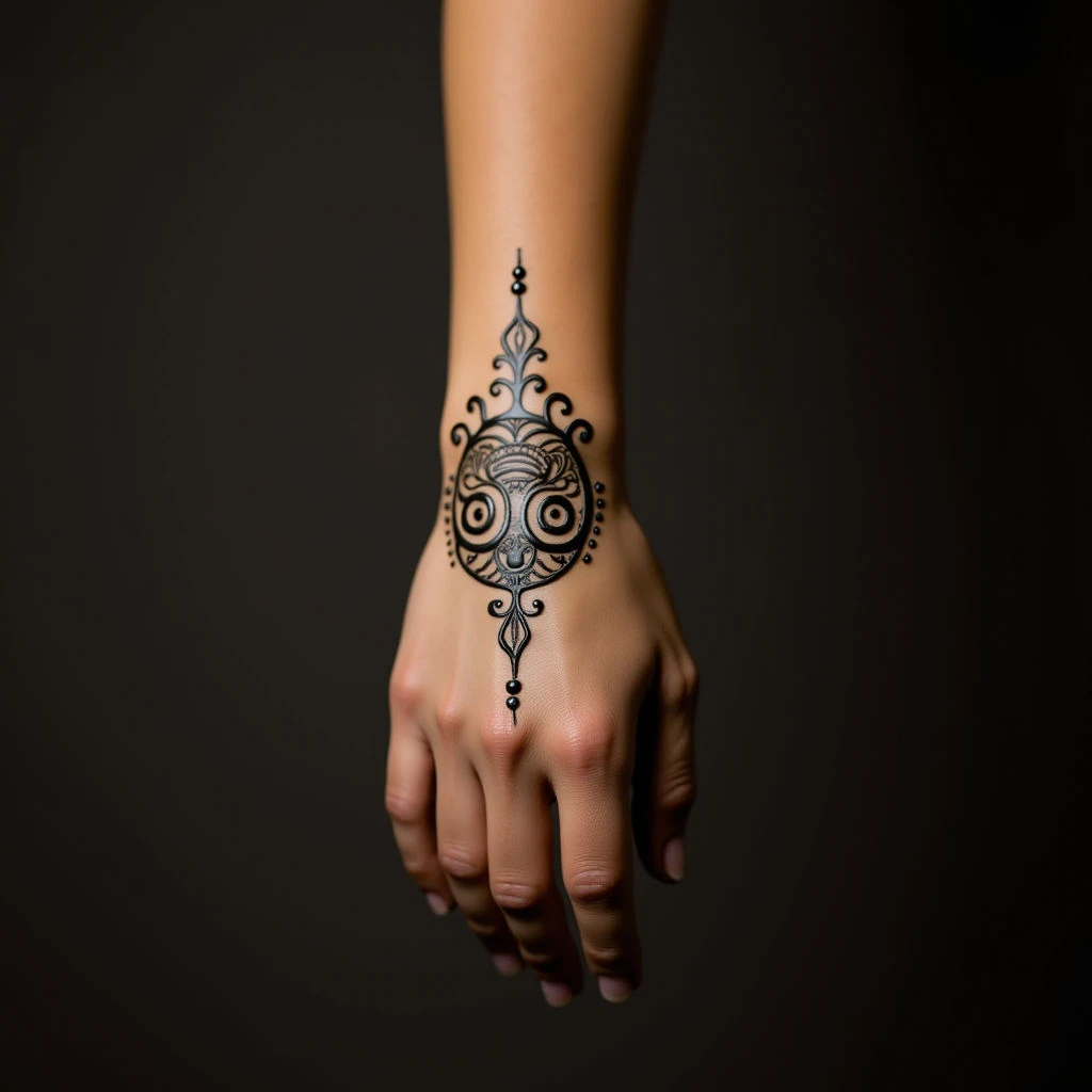 Elegant Mehndi Inspired Arabic Calligraphy Tattoo