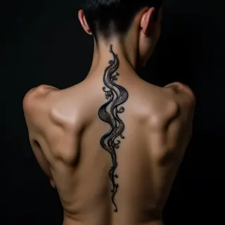 Simple Mehndi Inspired Spine Tattoos - Abstract Arabic Calligraphy