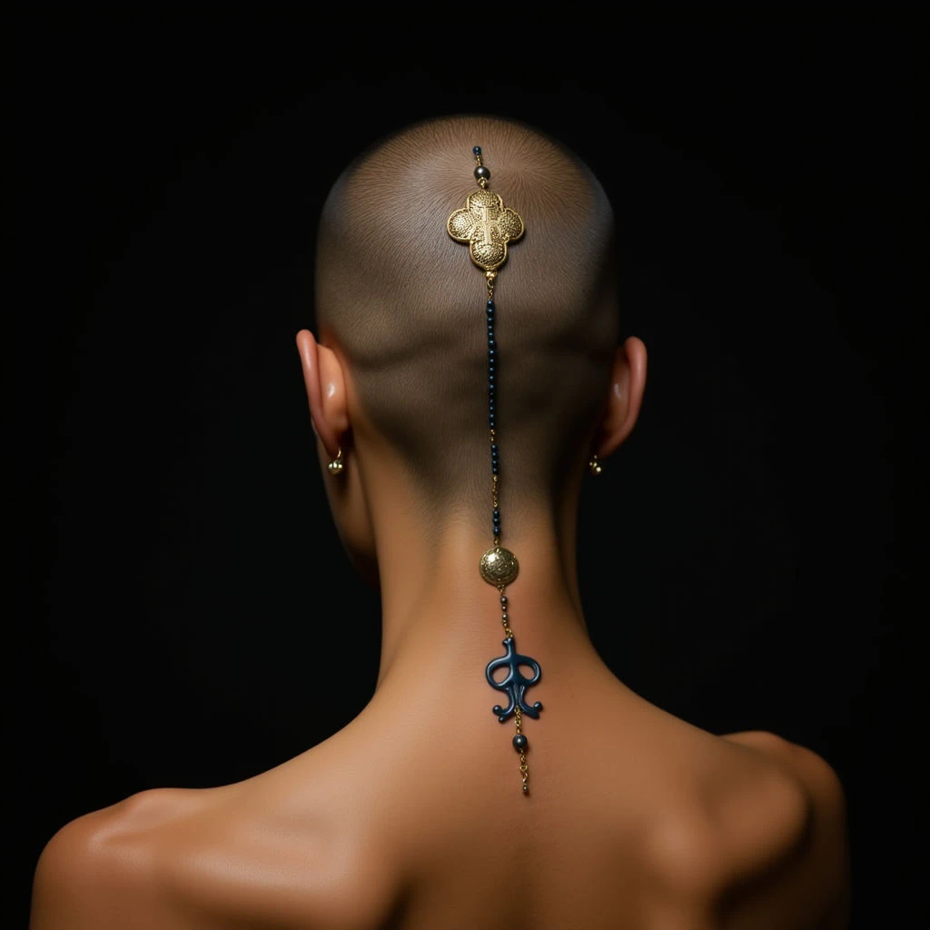 Minimalist Henna Arabic Calligraphy Head Tattoos