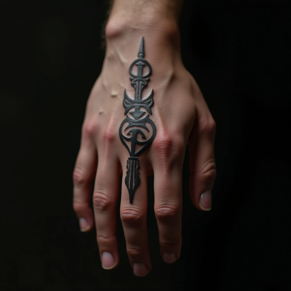 Bold Sanskrit Quote Tattoos for Men in Blackwork & Copper