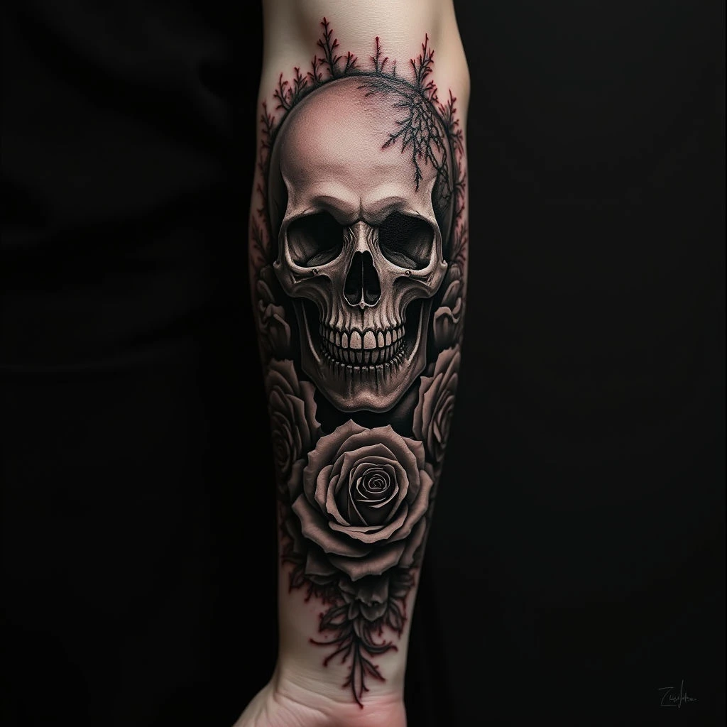 Arm Ditch Tattoo Ideas: Gothic Horror & Macabre Designs