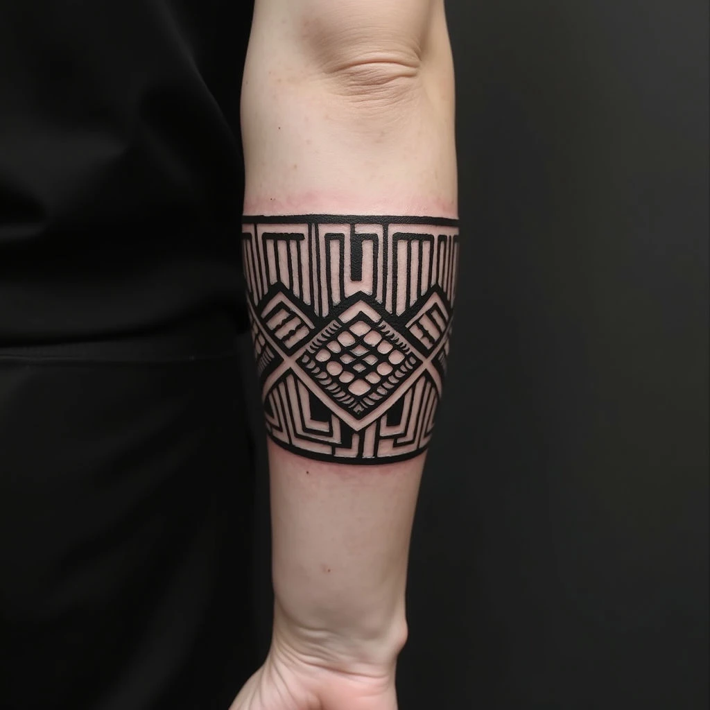 Tribal Forearm Band Tattoo Design