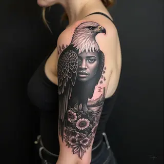 Illustrative Upper Arm Tattoos: A Study in Detail and Shadow