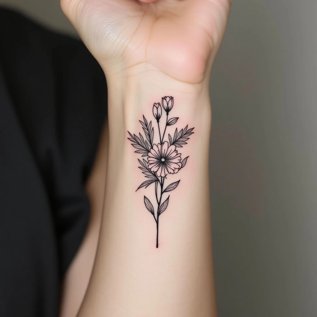 Delicate Floral Wrist Tattoo: A Symbol of Growth and Resilience