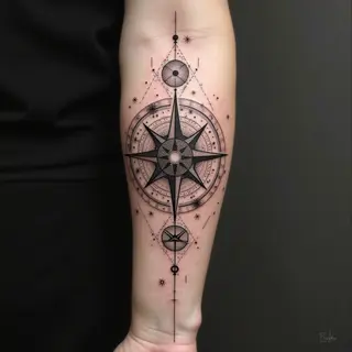 Geometric Compass Tattoo: A Journey of Direction and Design