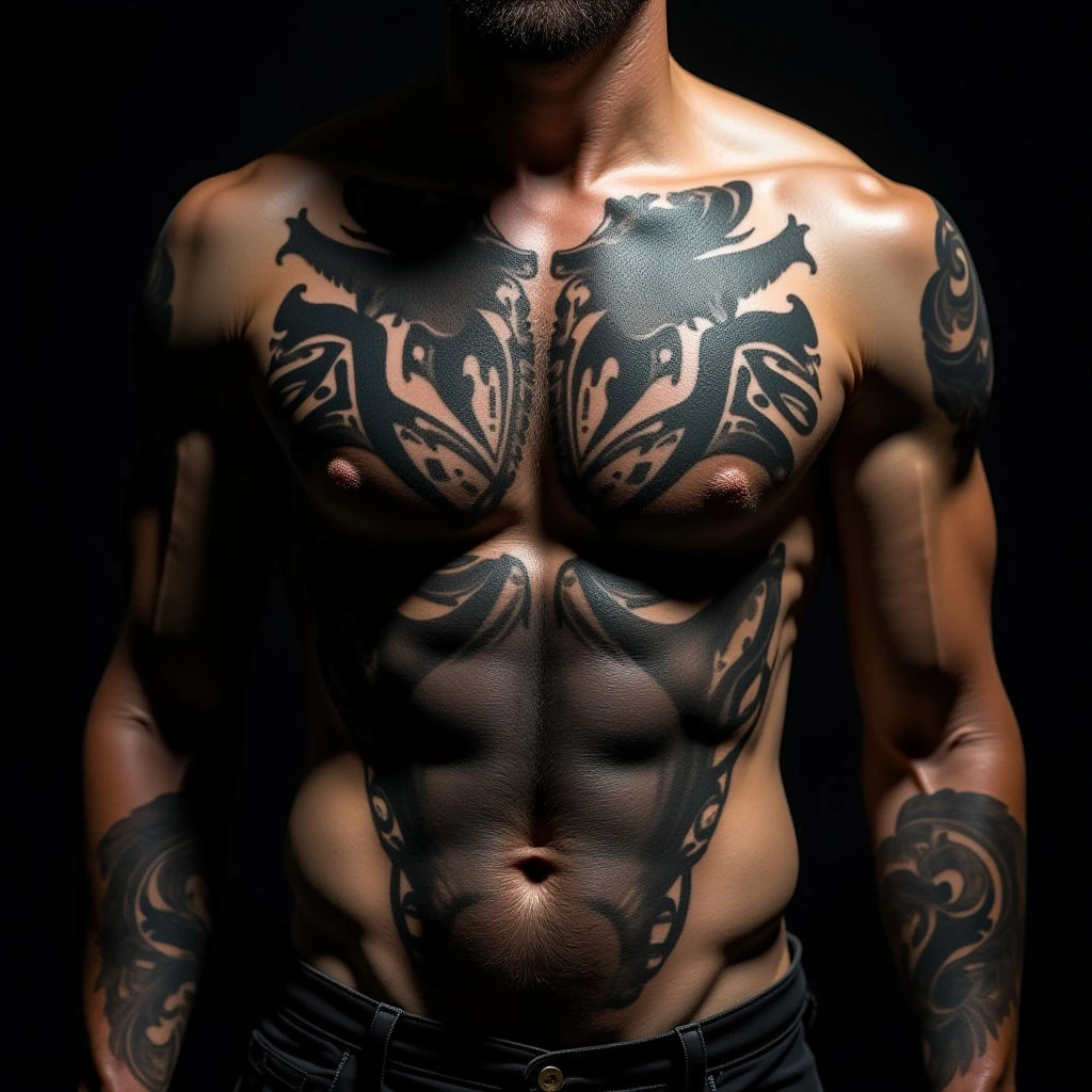 Powerful Mom Chest Tattoos for Men: Biomechanical Designs