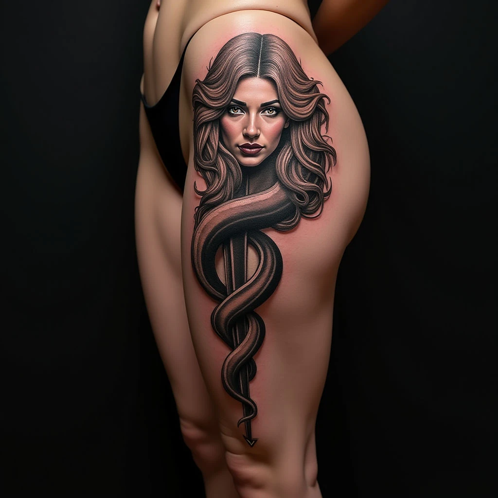 Biomechanical Thigh Tattoos for Three Daughters - A Father's Tribute