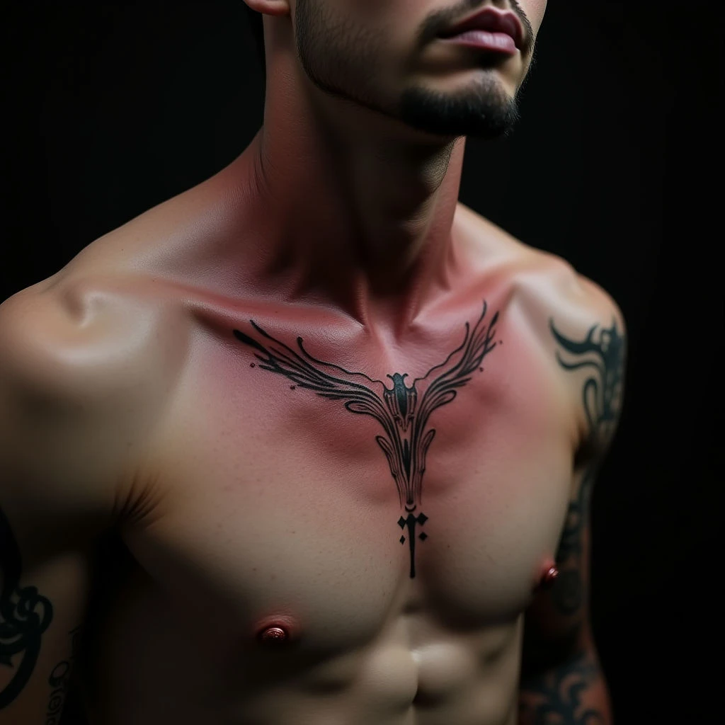 Small Dotwork Tattoos for Men: Collarbone Inspiration