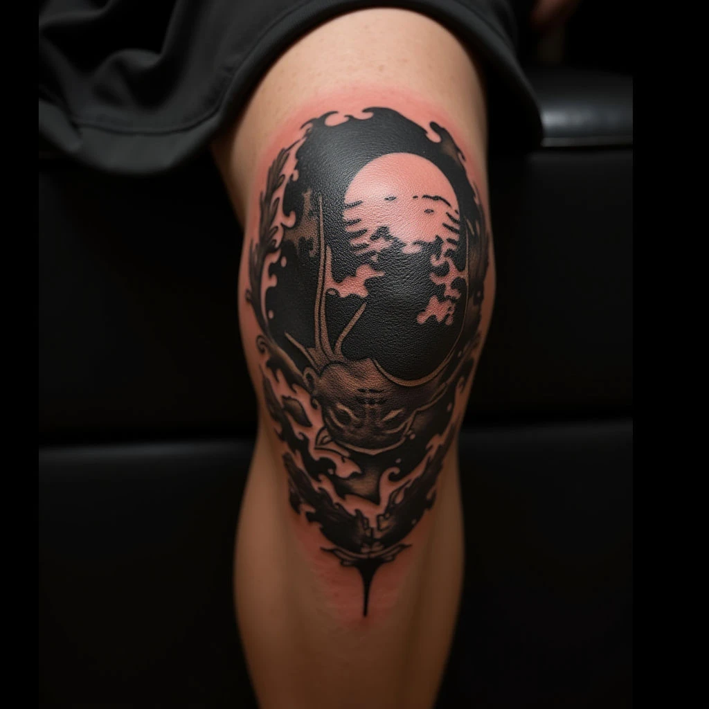 Copper Japanese Knee Tattoos for Men - Cool Designs