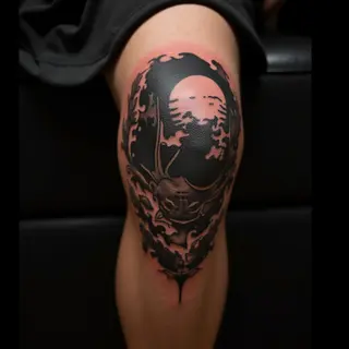Copper Japanese Knee Tattoos for Men - Cool Designs