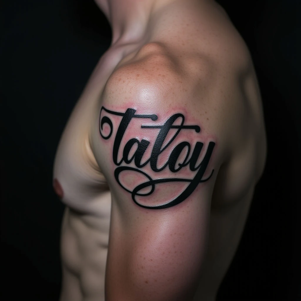 Epic Sternum Lettering Tattoos for Guys - Black & Grey Design