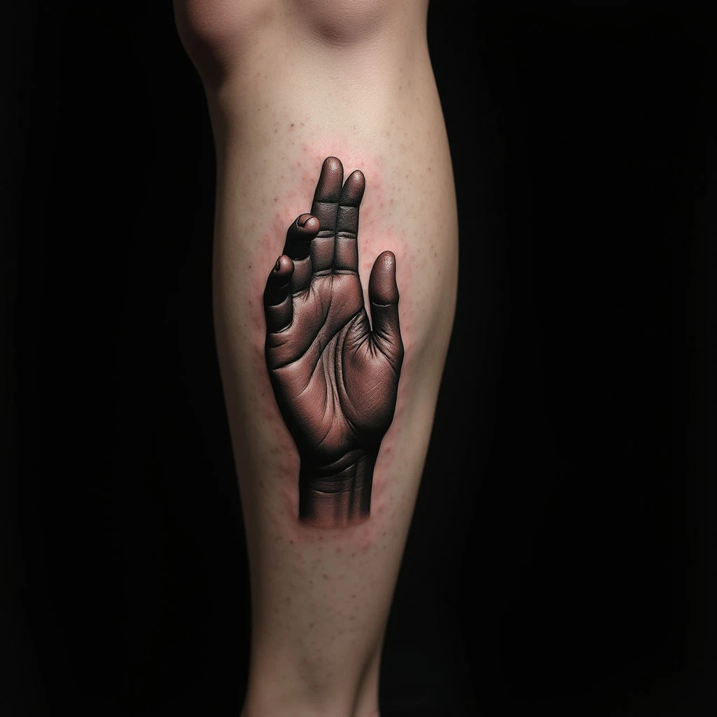 Intense Calf Tattoos for Men: Micro-Realism Black & Grey Designs