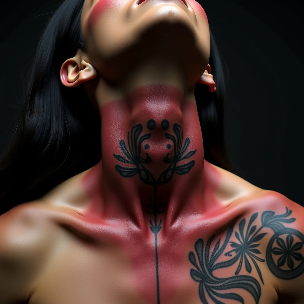 Cool Neck Tattoos: Bold Black & Grey Designs