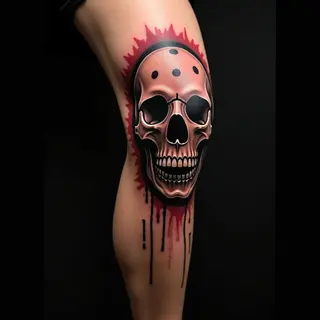 Black & Grey Trash Polka Knee Tattoos: Bold Inspiration