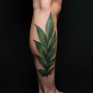 Green Watercolor Leg Sleeve Tattoos for Men