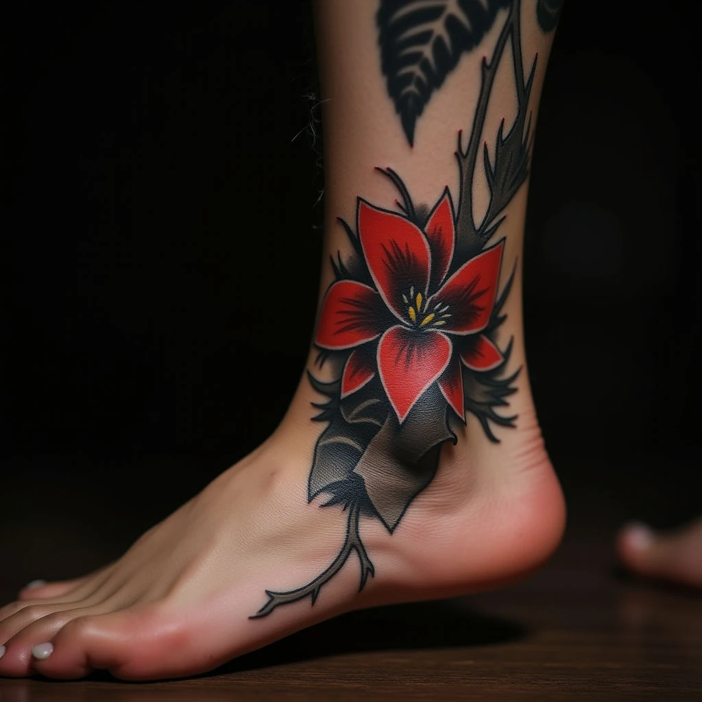 Cover Up Neck Tattoos with Ankle Black & Grey Designs