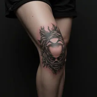 Sweet Baby Tattoos for Girls: Black and Grey Knee Designs