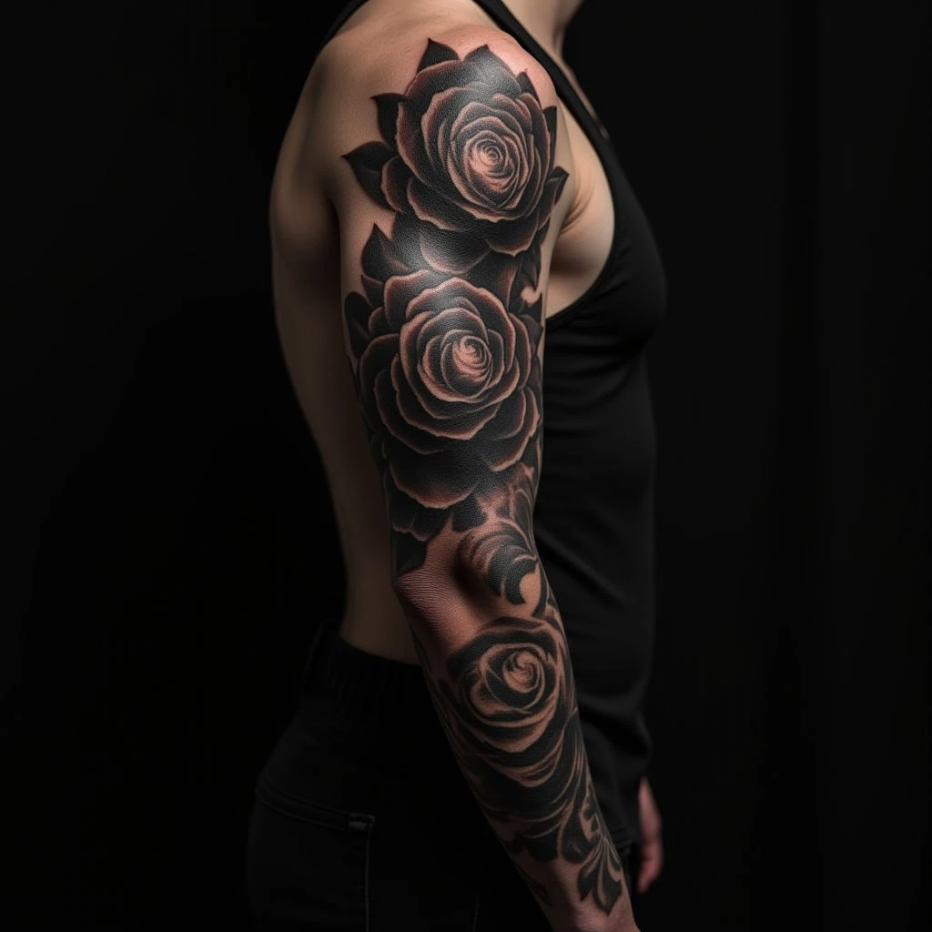 Best Friend Tattoos: Black & Grey Arm Designs for Two