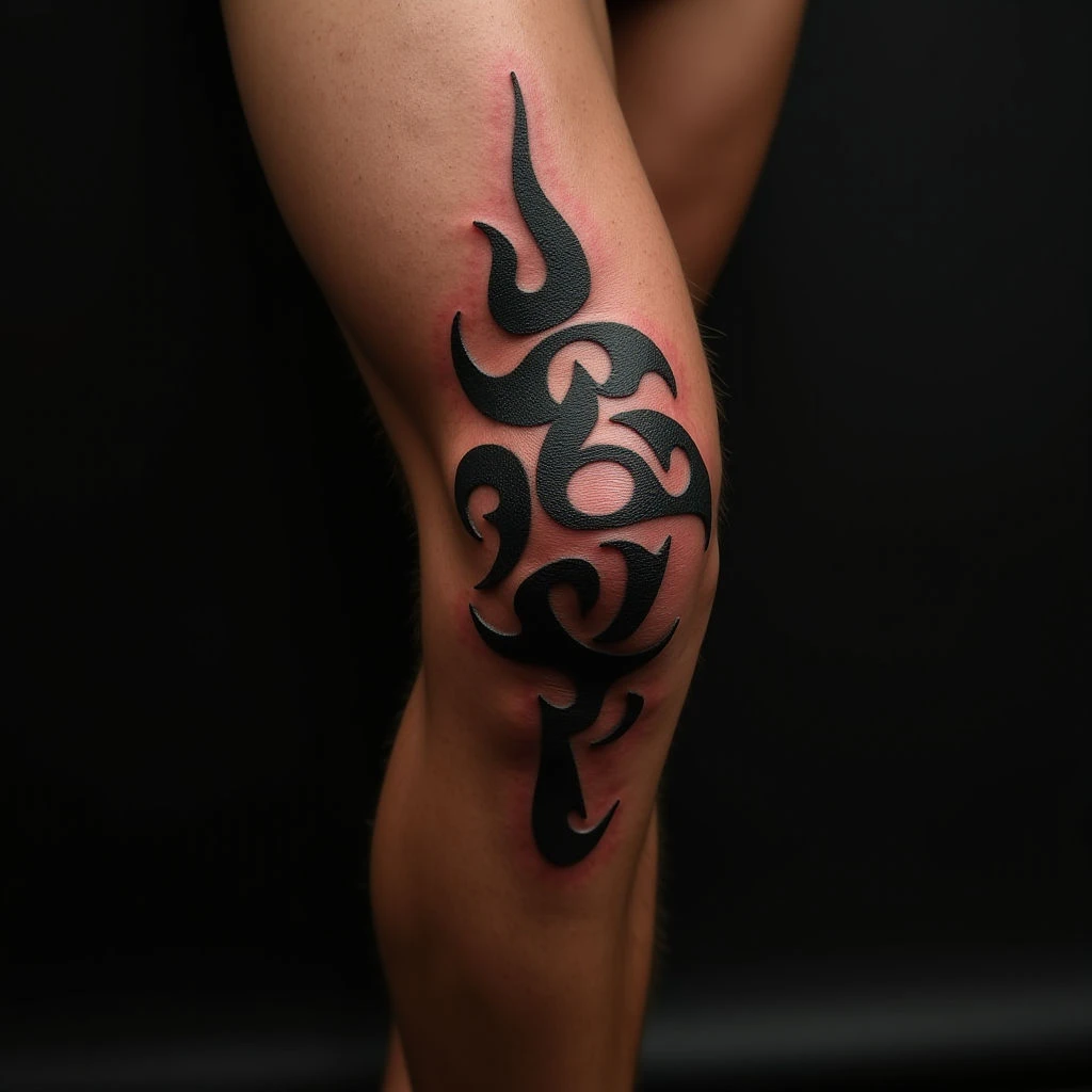 Elegant Calligraphy Knee Tattoo Designs for Men