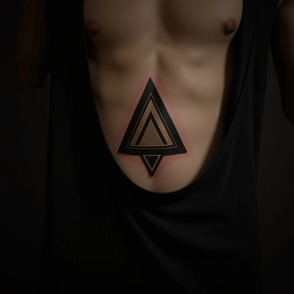 Striking Geometric Stomach Tattoo for Men (XL)