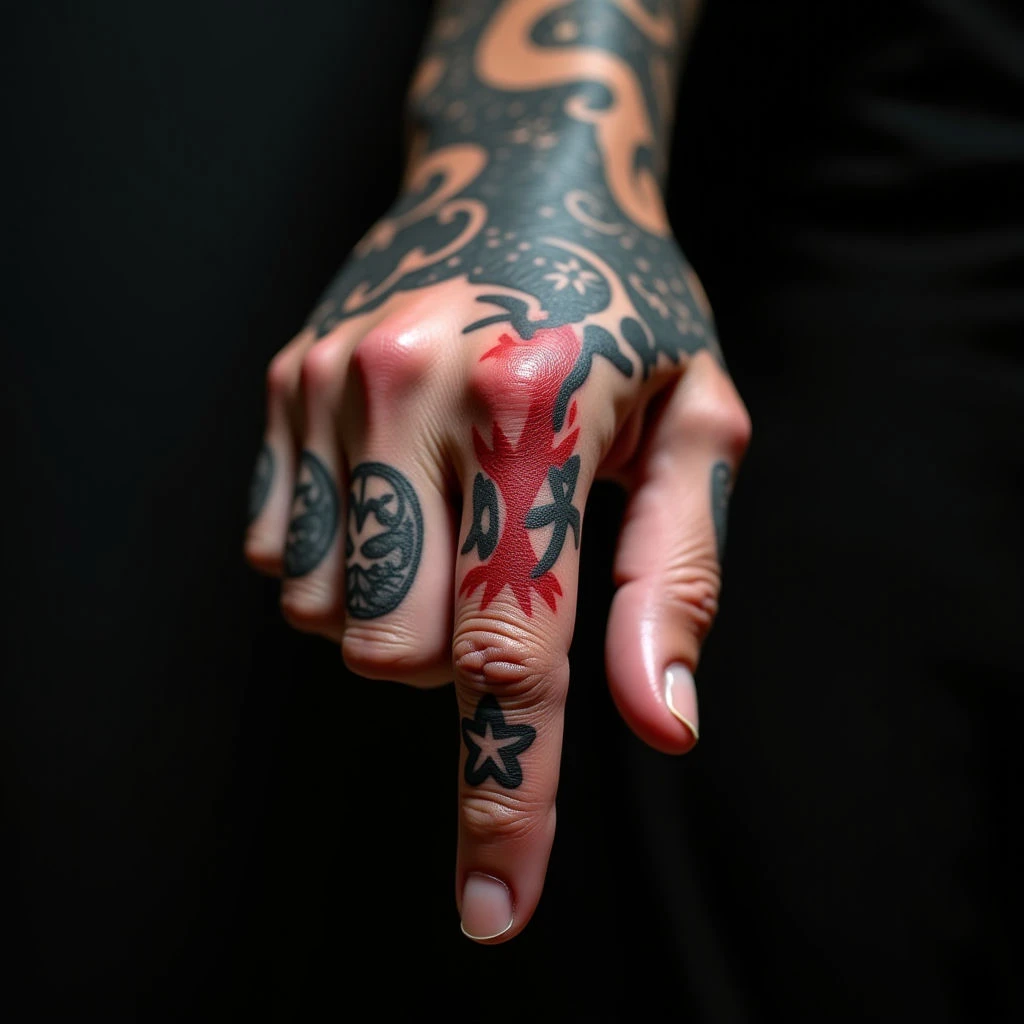 Cool Japanese Finger Tattoos: Tiny Black & Grey Designs