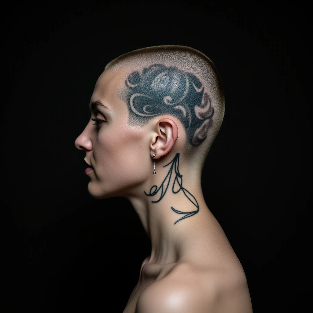 Covering Black and Grey Head Tattoos: A Minimalist Approach