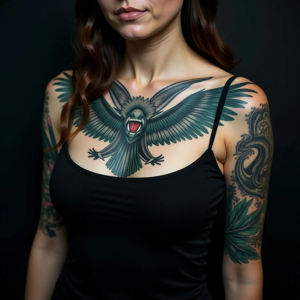 Surreal Half Sleeve Tattoos for Women: A Blue & Green Dreamscape