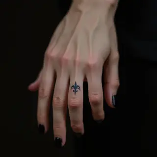 Tiny Blue Finger Tattoos for Best Friends