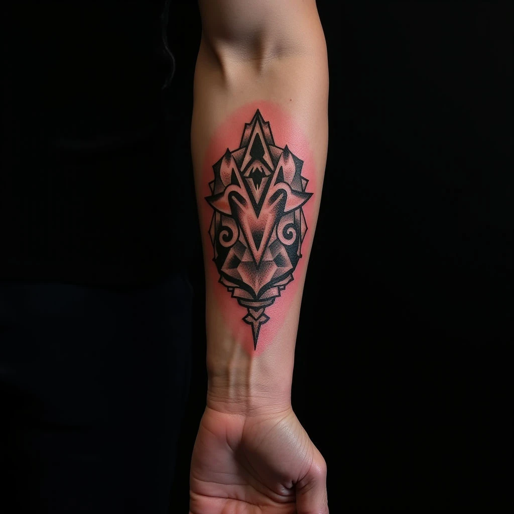 Bold Forearm Linework Tattoos in Brown and Red for Men