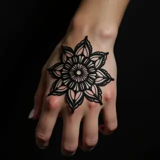 Small Bronze Mandala Finger Tattoos for Women