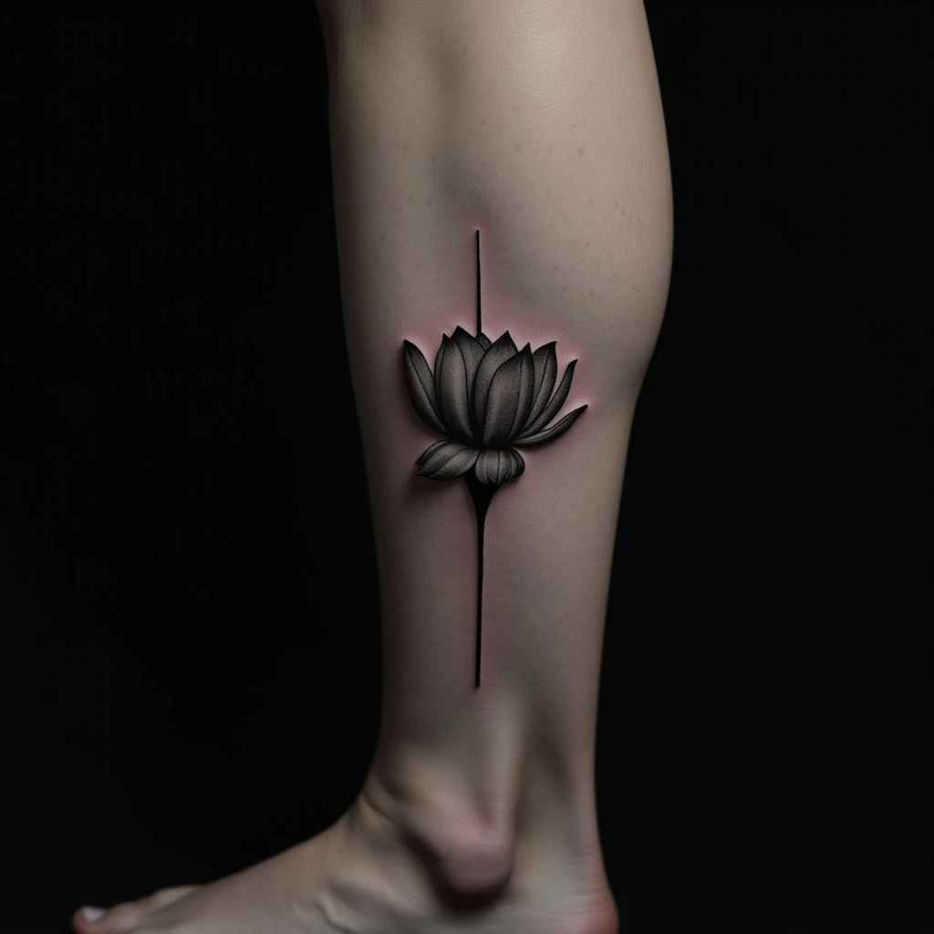 Minimalist Calf Tattoos in Black, Grey & Neon: Cool Hand Inspiration