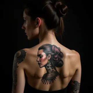 Cool Behind-Ear Tattoos for Girls: New School Blue & Gold Designs