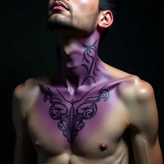 Bold Purple Old School Neck Tattoos for Men