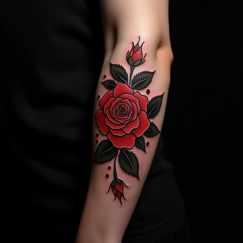 Elegant Oriental Rose Tattoo Design for Your Arm
