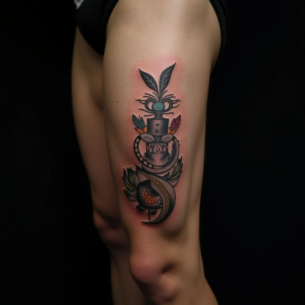 Multicolor Realism Tattoo on Thigh for Men: Meaningful Design Ideas